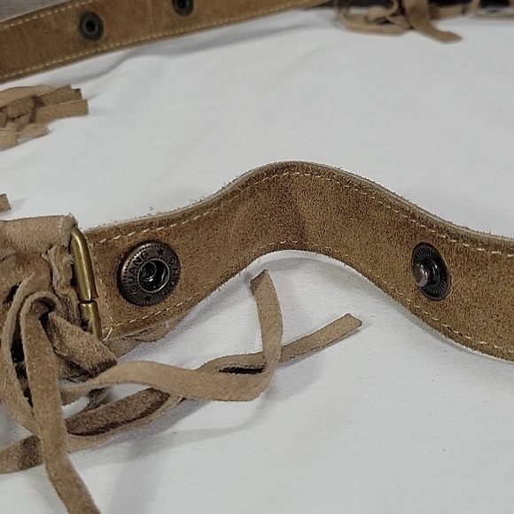 Rapsodia Suede Fringe Hobo Crossbody Shoulder Bag - Tan - Picture 10 of 16